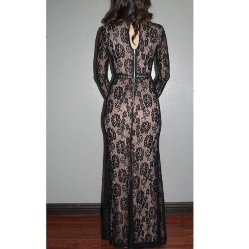 City Studio Black Maxi Dress All over Lace Night Gown Size 0 - Picture 3 of 10